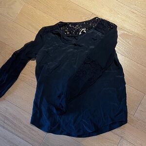 Rebecca Taylor Navy Voile and Lace Women's Top | Size 6